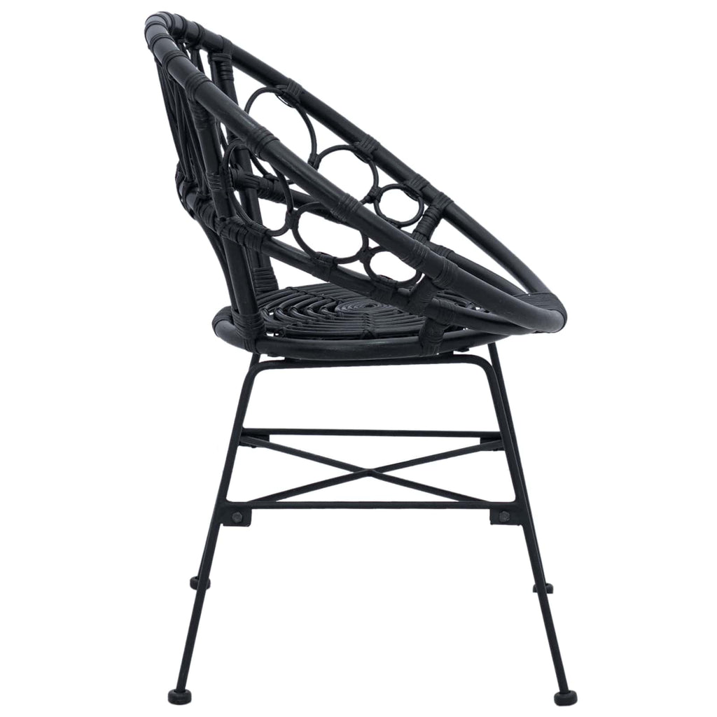 Dining Chair 2 pcs Black 49 x 51 x 81 cm Rattan and Iron