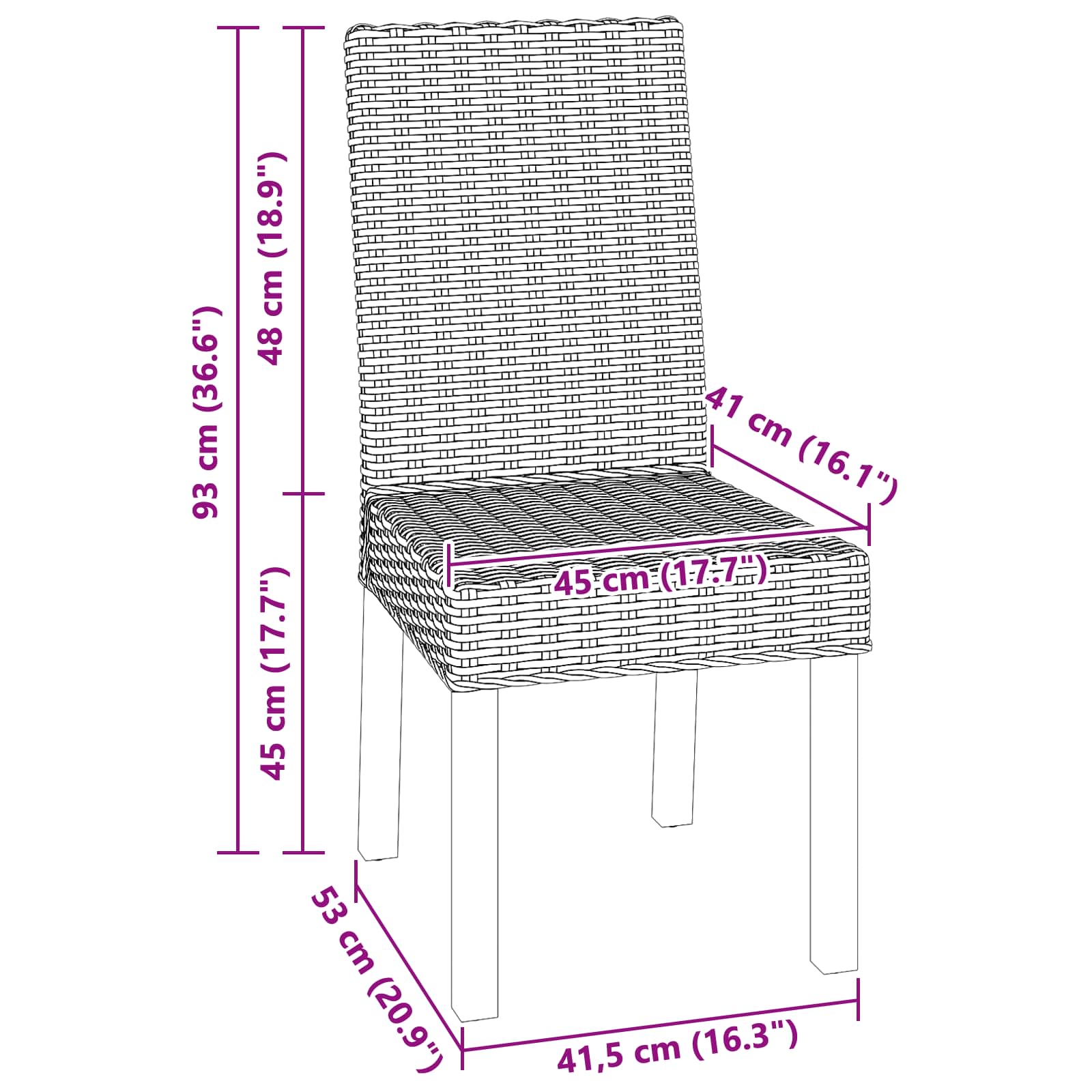 Dining Chair 2 pcs Black Wash 45 x 54 x 93 cm