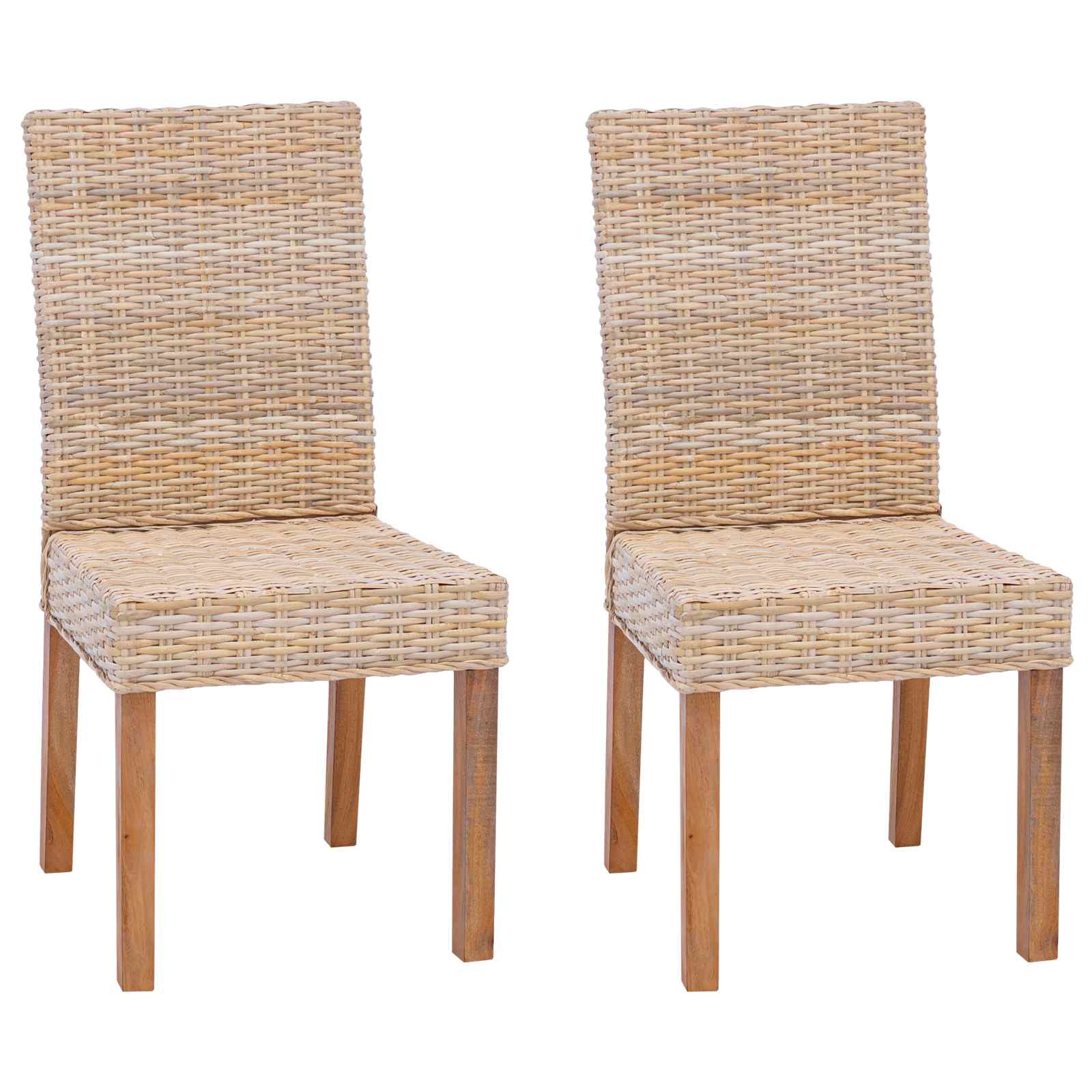 Dining Chair 2 pcs Natural 45 x 54 x 93 cm Solid Mahogany Wood