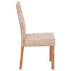 Dining Chair 2 pcs Natural 45 x 54 x 93 cm Solid Mahogany Wood