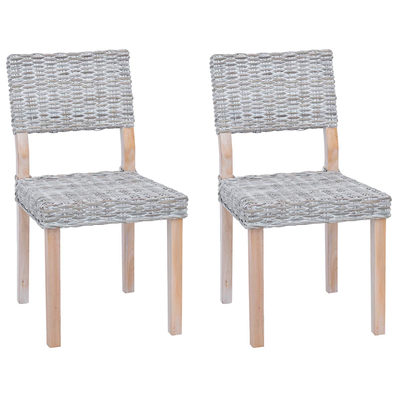 Dining Chair 2 pcs White Wash 46 x 55 x 84 cm Kubu Rattan
