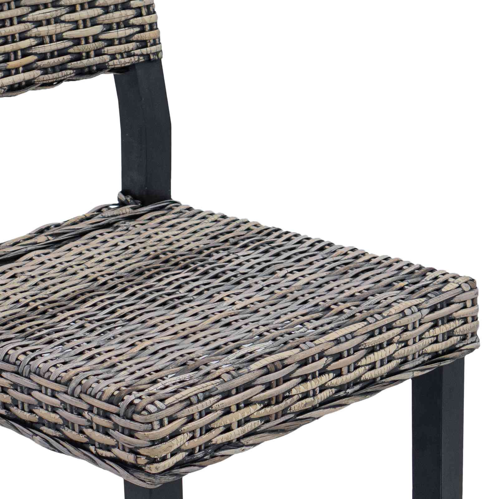Dining Chair 2 pcs Black Wash 46 x 55 x 84 cm Kubu Rattan