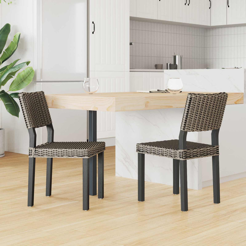 Dining Chair 2 pcs Black Wash 46 x 55 x 84 cm Kubu Rattan