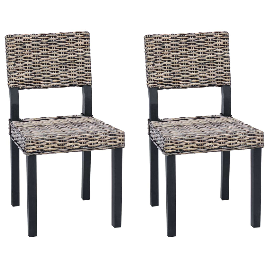 Dining Chair 2 pcs Black Wash 46 x 55 x 84 cm Kubu Rattan