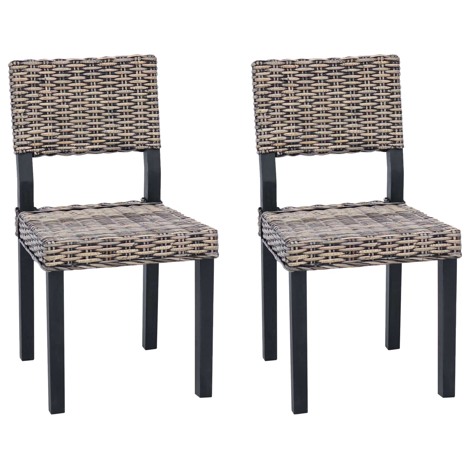 Dining Chair 2 pcs Black Wash 46 x 55 x 84 cm Kubu Rattan