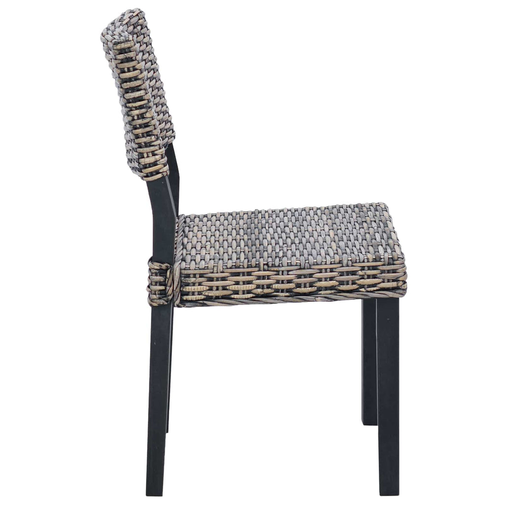 Dining Chair 2 pcs Black Wash 46 x 55 x 84 cm Kubu Rattan