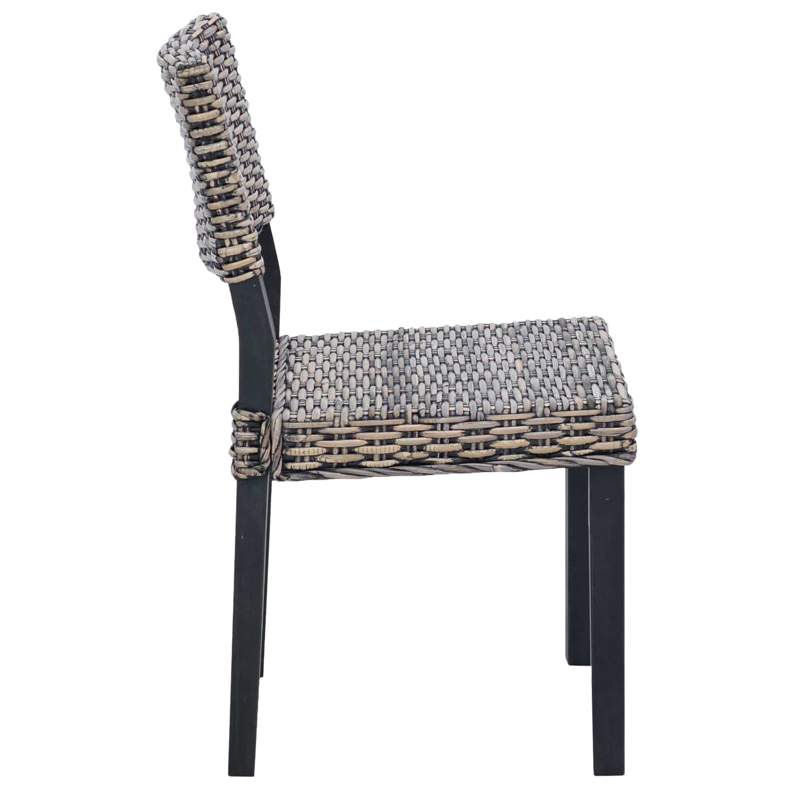 Dining Chair 2 pcs Black Wash 46 x 55 x 84 cm Kubu Rattan