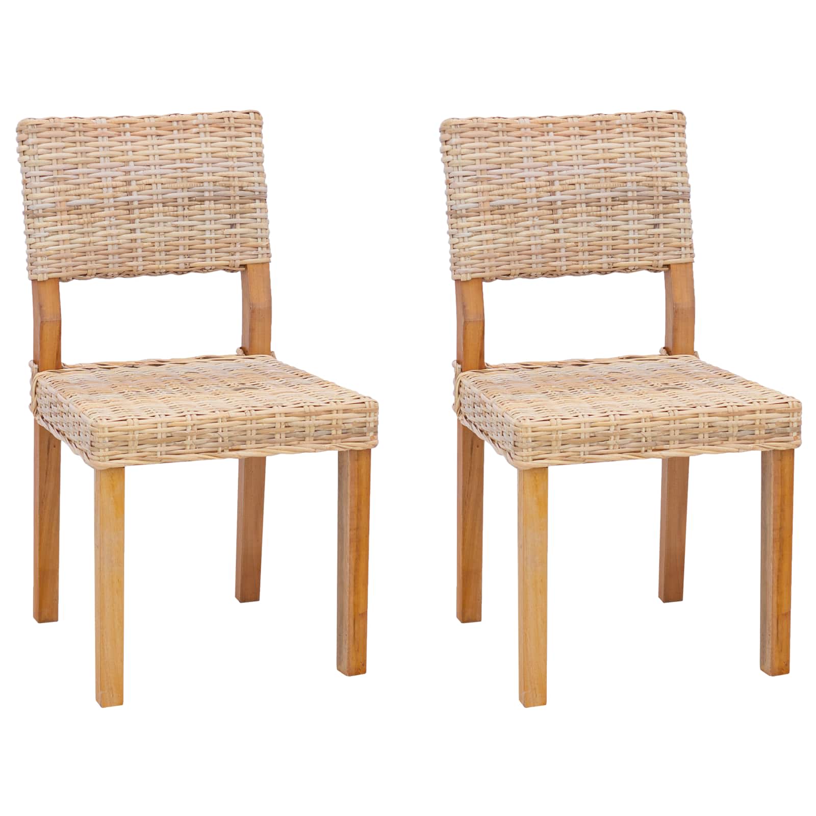 Dining Chair 2 pcs Natural 46 x 55 x 84 cm Kubu Rattan