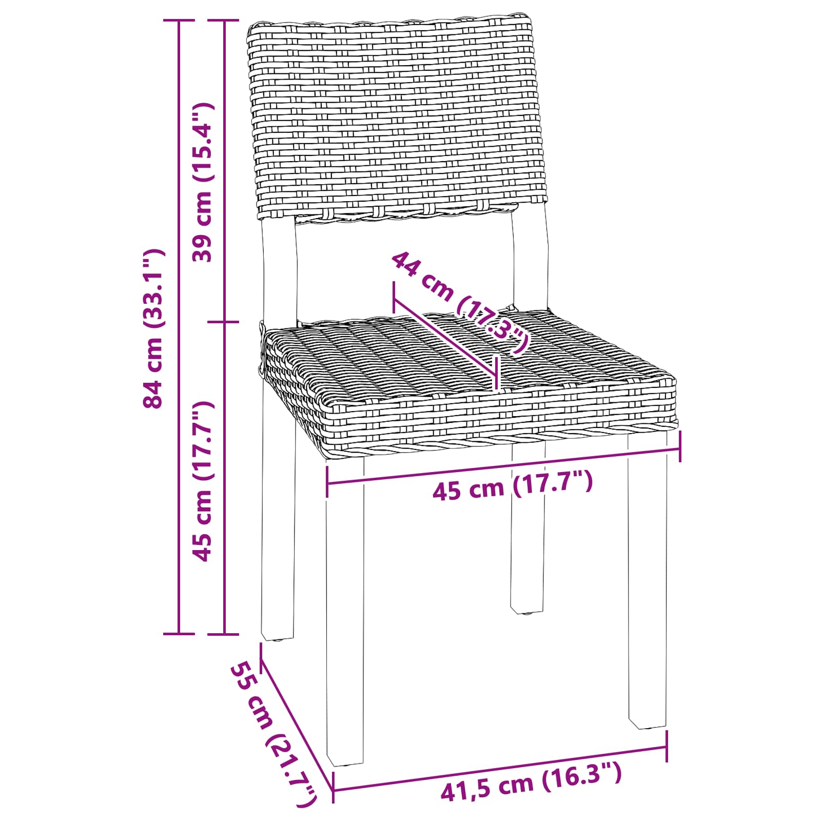 Dining Chair 2 pcs Natural 46 x 55 x 84 cm Kubu Rattan
