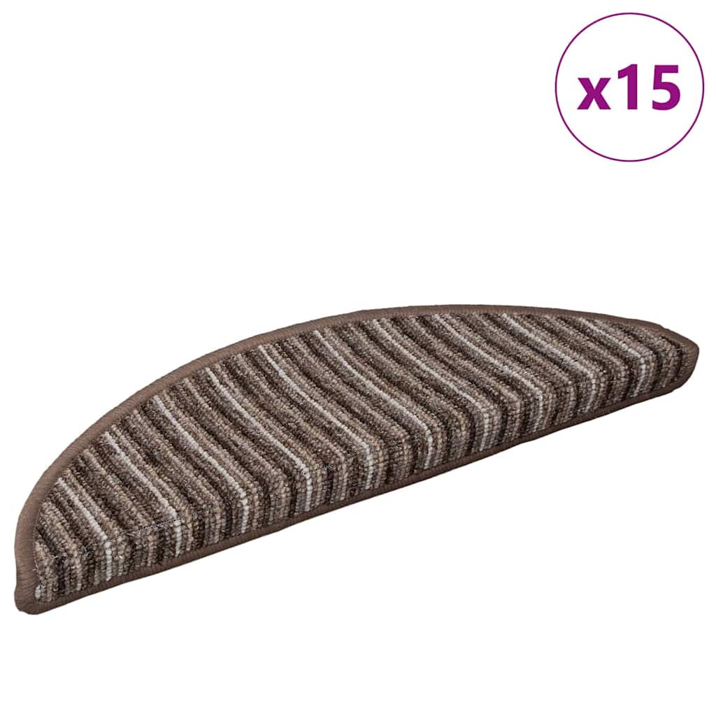 Self-adhesive Stair Mats 15 pcs Brown 56 x 17 x 3 cm