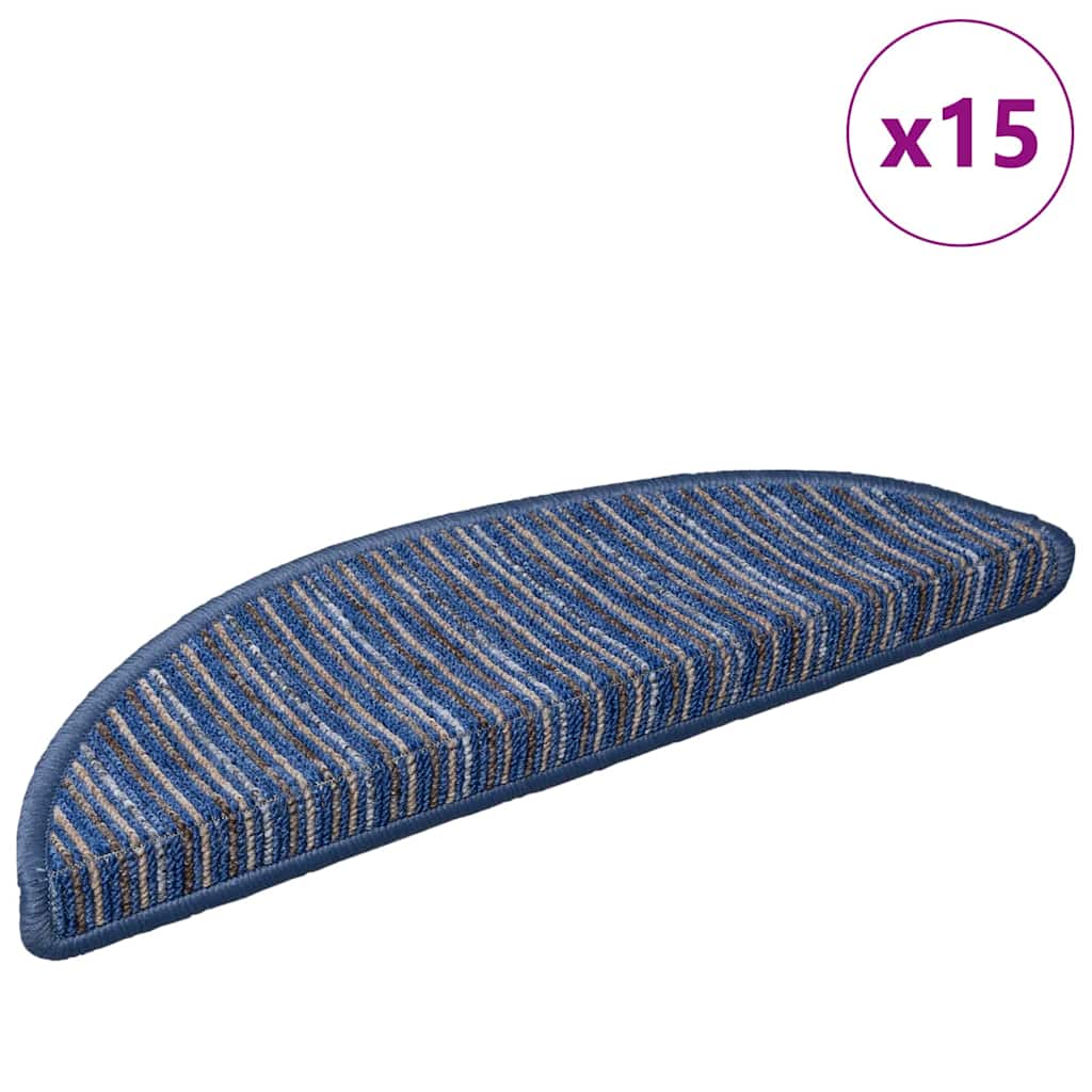 Self-adhesive Stair Mats 15 pcs Blue 56 x 17 x 3 cm