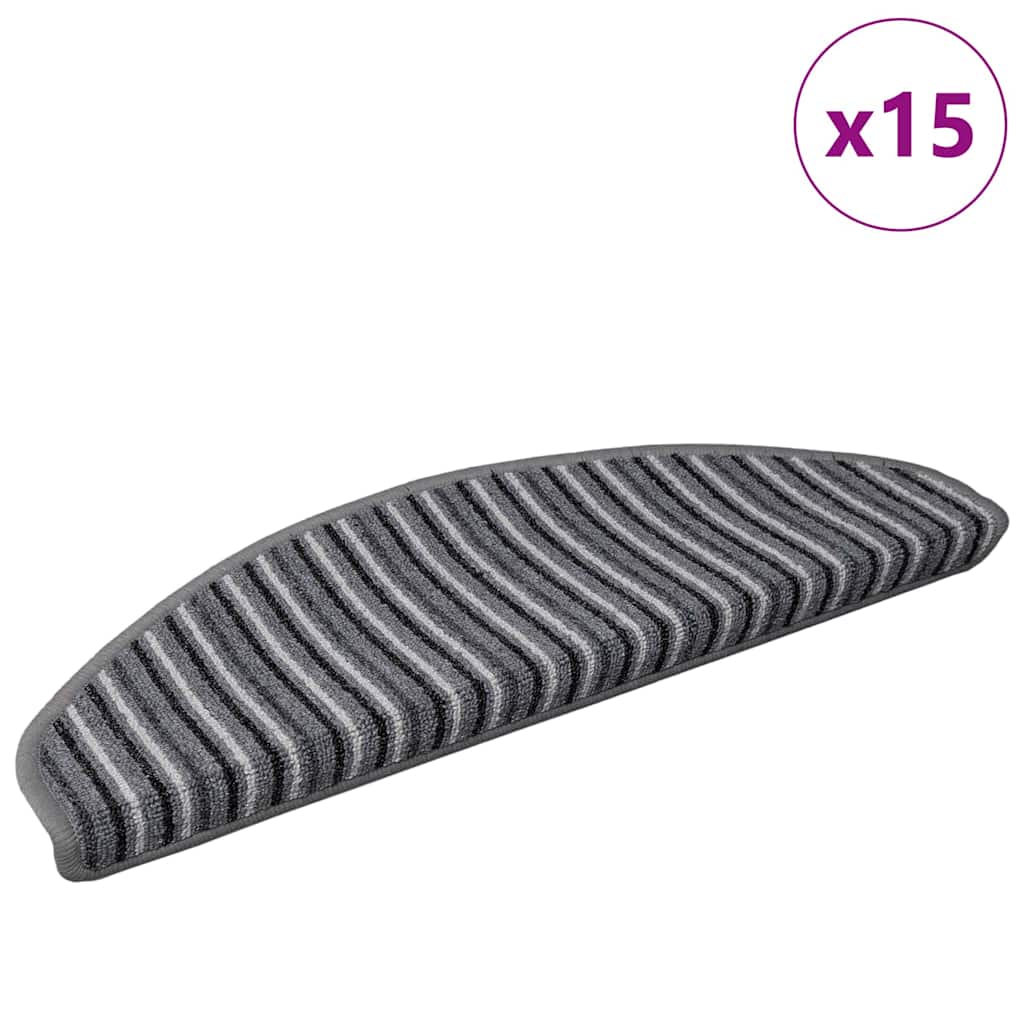 Self-adhesive Stair Mats 15 pcs Grey 65 x 21 x 4 cm