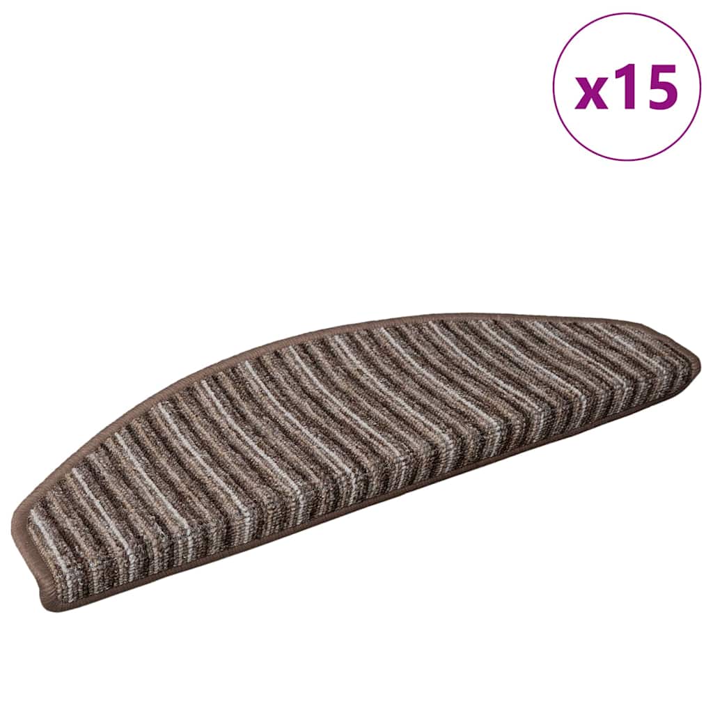 Self-adhesive Stair Mats 15 pcs Brown 65 x 21 x 4 cm