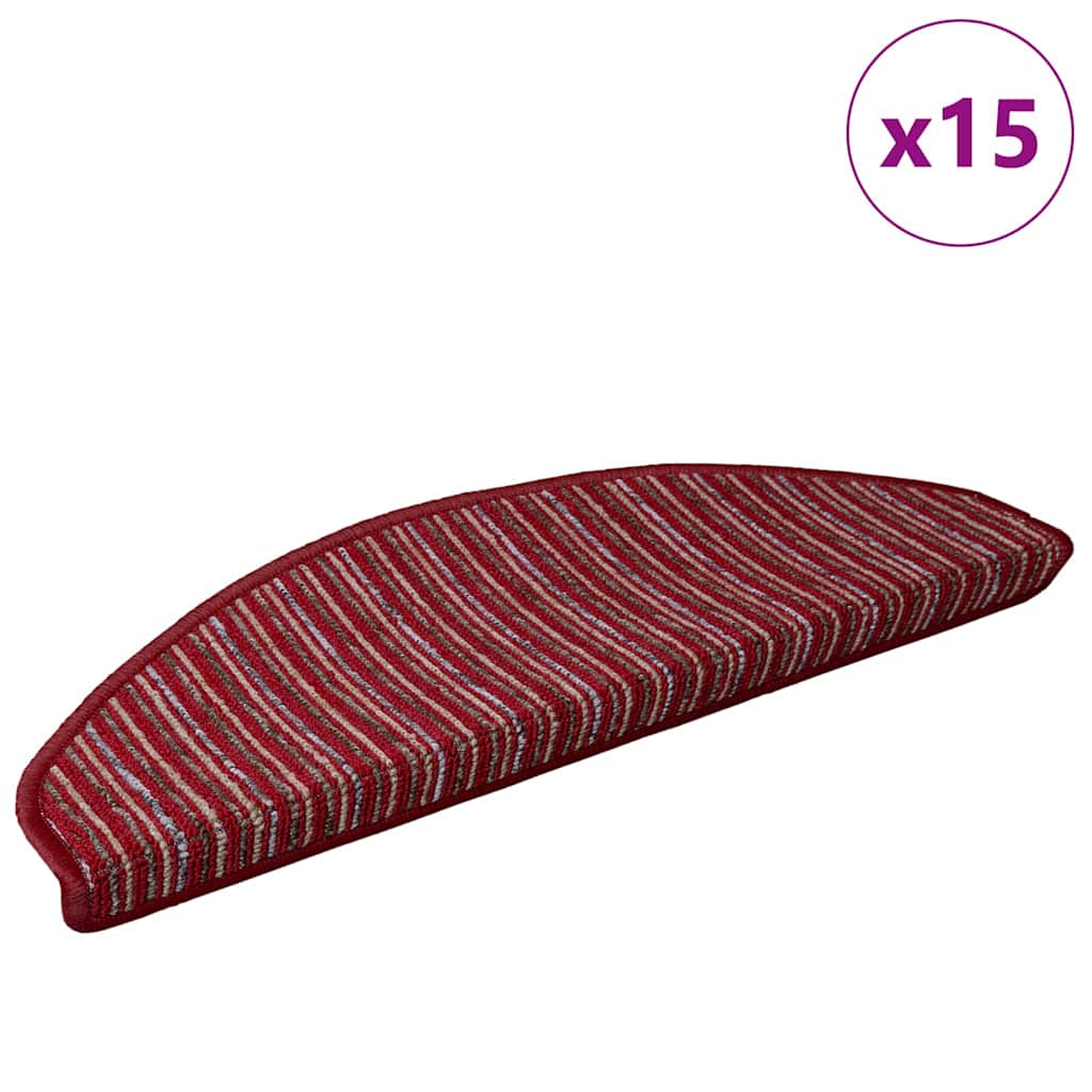 Self-adhesive Stair Mats 15 pcs Red 65 x 21 x 4 cm