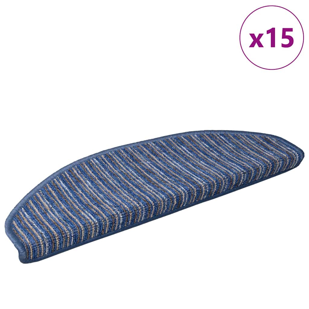 Self-adhesive Stair Mats 15 pcs Blue 65 x 21 x 4 cm