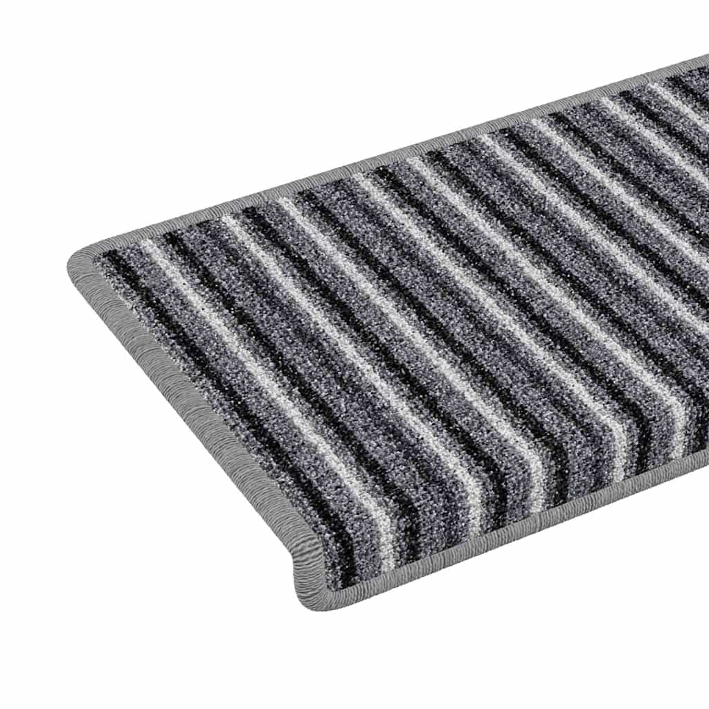 Self-adhesive Stair Mats Striped 15 pcs Grey 65 x 21 x 4 cm