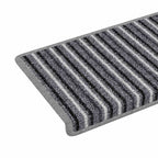 Self-adhesive Stair Mats Striped 15 pcs Grey 65 x 21 x 4 cm