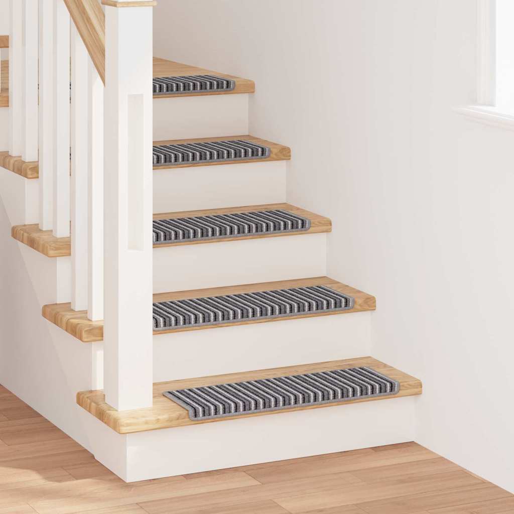 Self-adhesive Stair Mats Striped 15 pcs Grey 65 x 21 x 4 cm