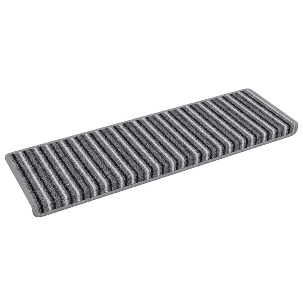 Self-adhesive Stair Mats Striped 15 pcs Grey 65 x 21 x 4 cm