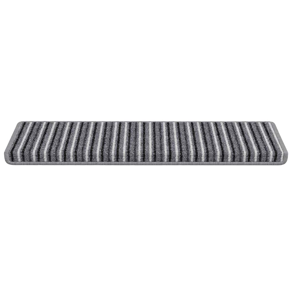 Self-adhesive Stair Mats Striped 15 pcs Grey 65 x 21 x 4 cm