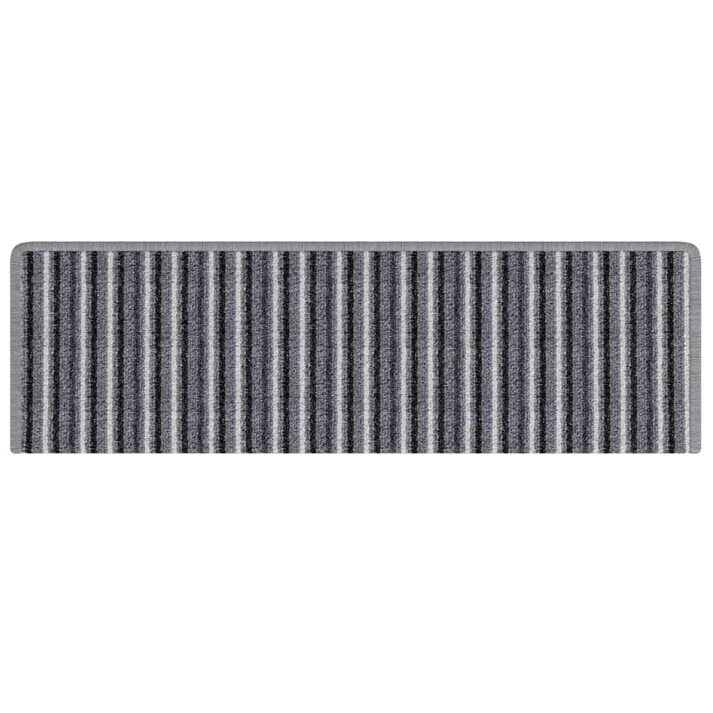 Self-adhesive Stair Mats Striped 15 pcs Grey 65 x 21 x 4 cm