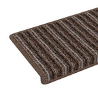 Self-adhesive Stair Mats Striped 15 pcs Brown 65 x 21 x 4 cm