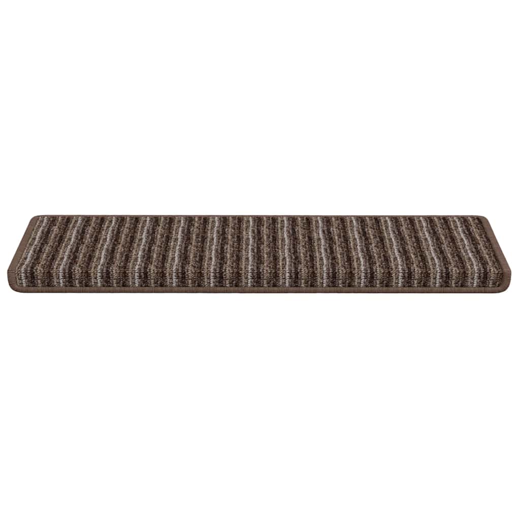 Self-adhesive Stair Mats Striped 15 pcs Brown 65 x 21 x 4 cm