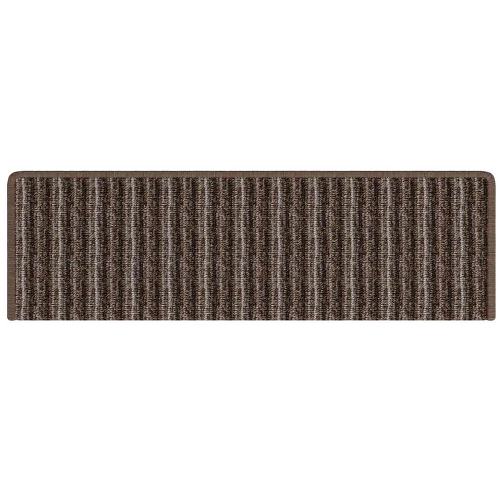 Self-adhesive Stair Mats Striped 15 pcs Brown 65 x 21 x 4 cm
