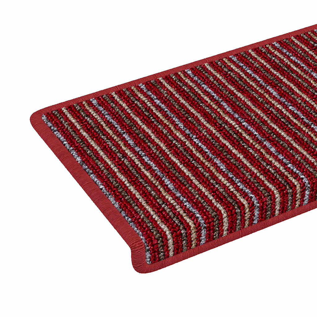 Self-adhesive Stair Mats Striped 15 pcs Red 65 x 21 x 4 cm