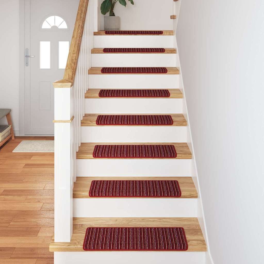 Self-adhesive Stair Mats Striped 15 pcs Red 65 x 21 x 4 cm