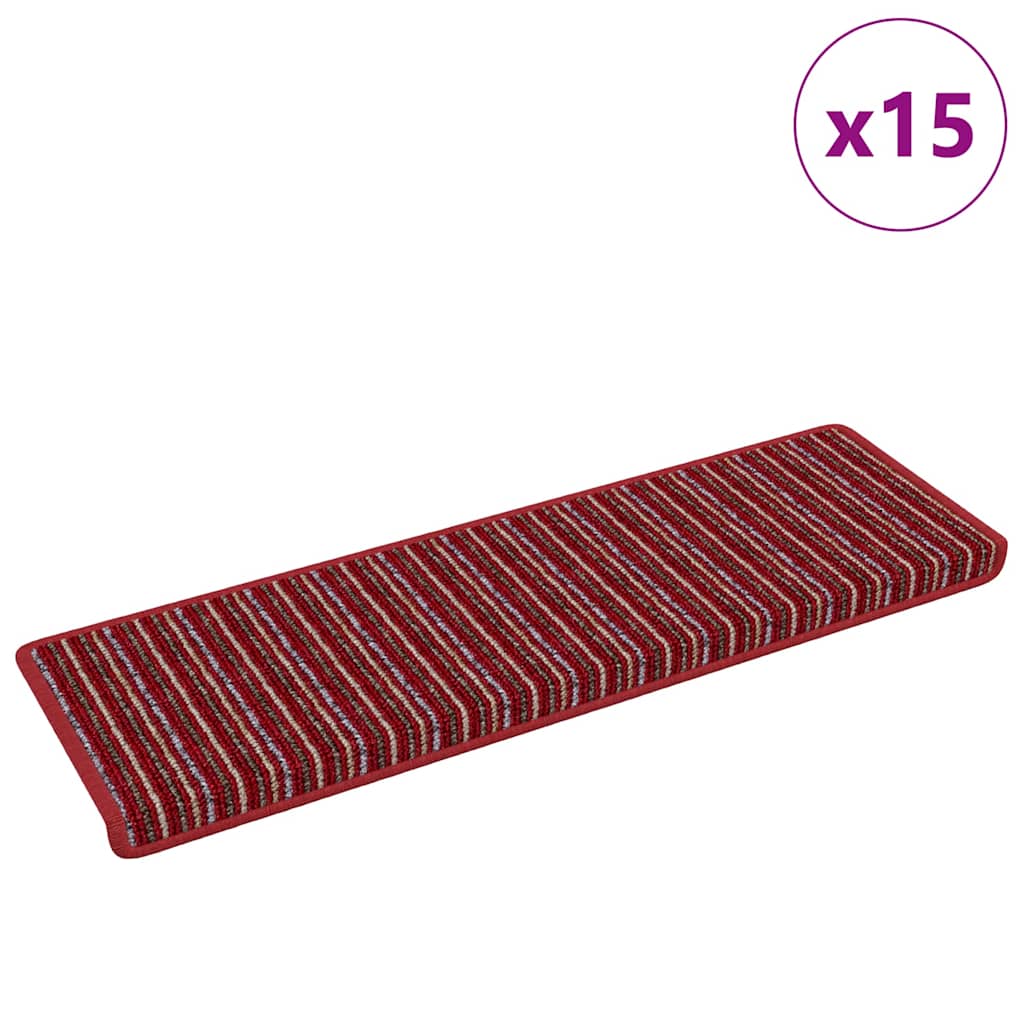 Self-adhesive Stair Mats Striped 15 pcs Red 65 x 21 x 4 cm