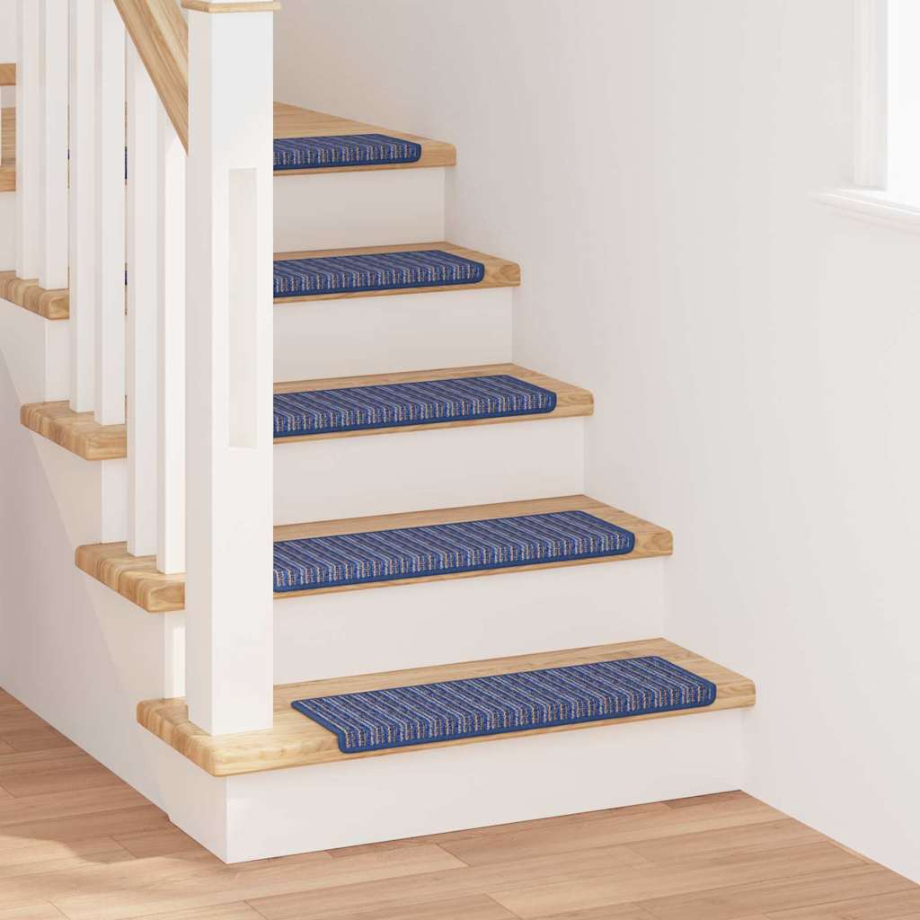 Self-adhesive Stair Mats Striped 15 pcs Blue 65 x 21 x 4 cm