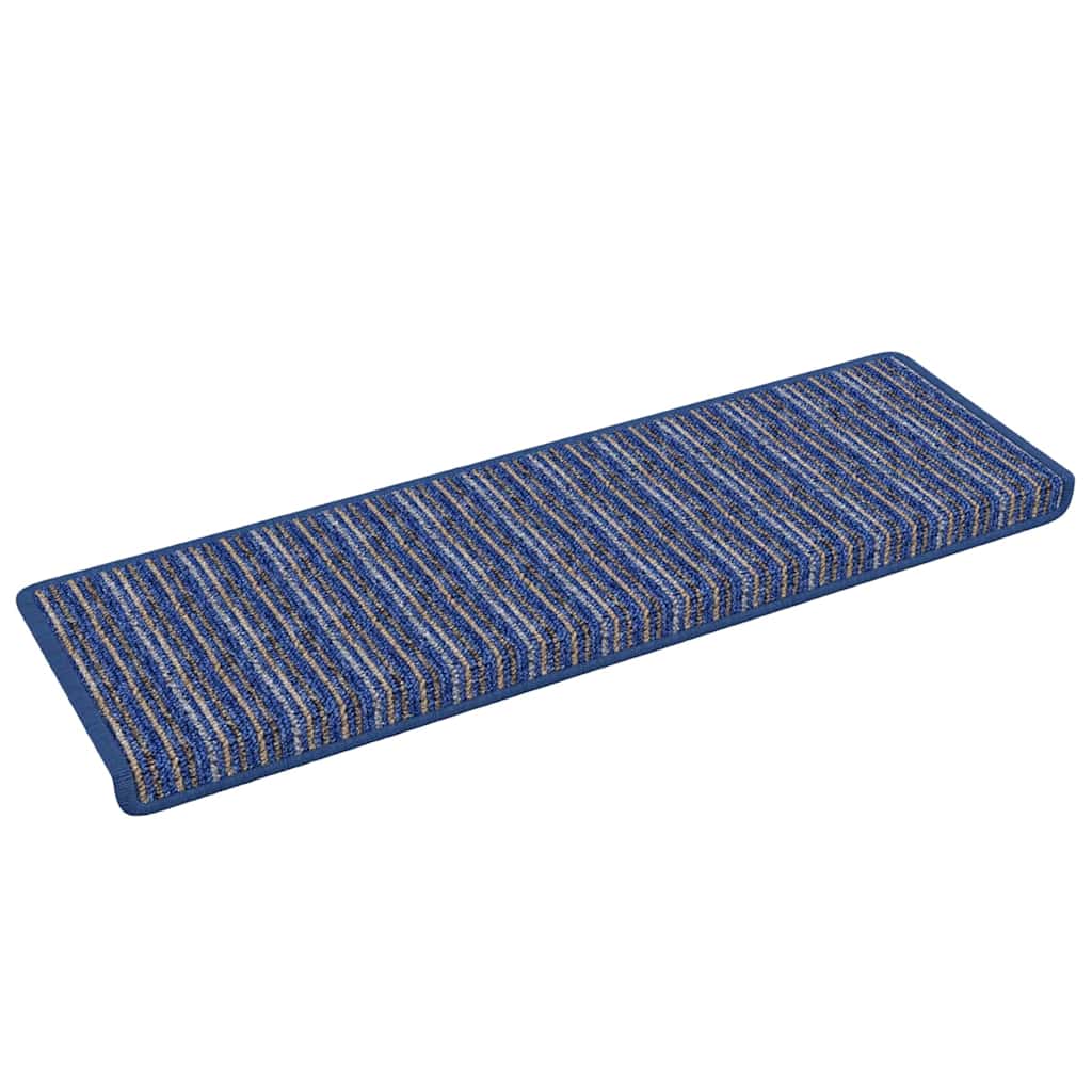 Self-adhesive Stair Mats Striped 15 pcs Blue 65 x 21 x 4 cm