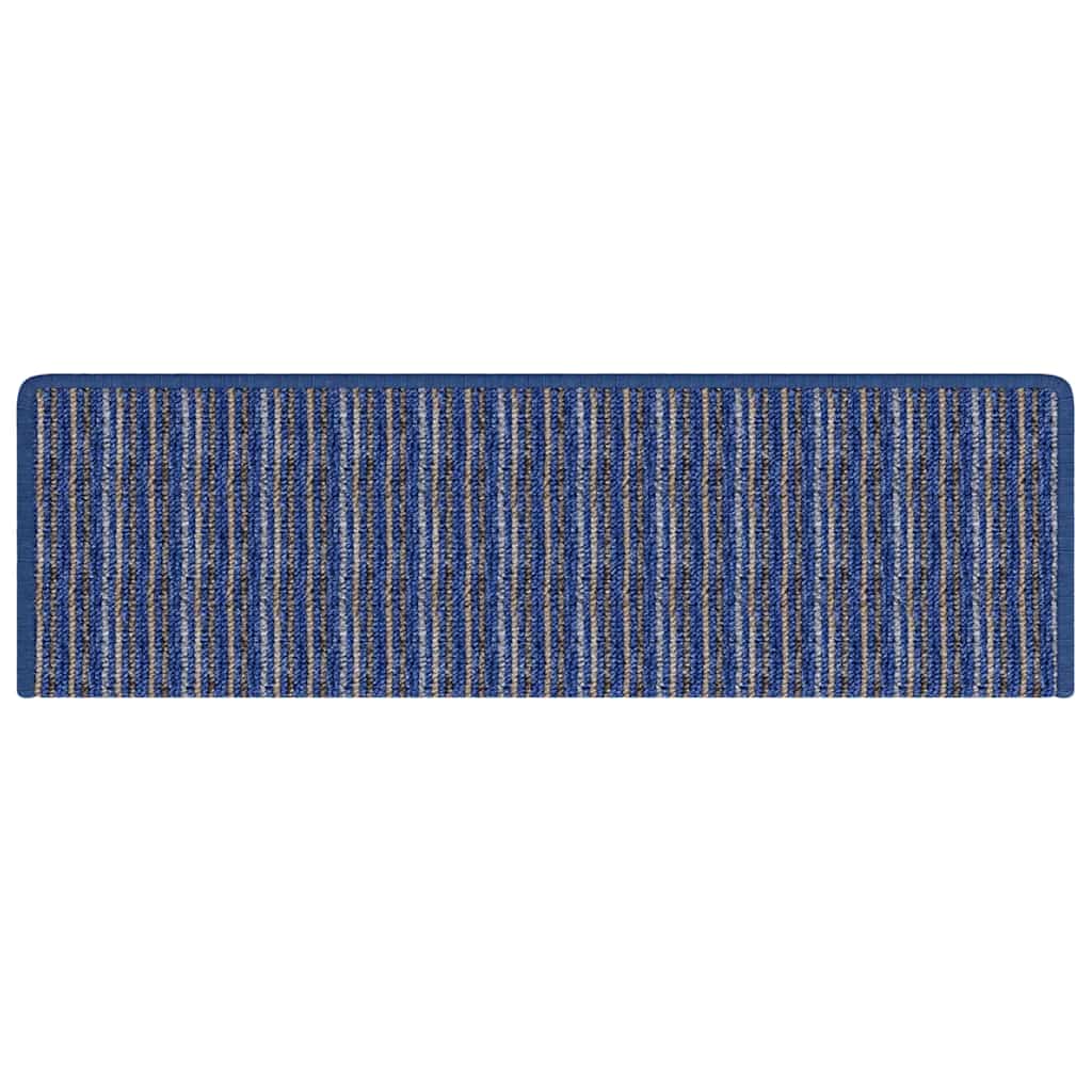 Self-adhesive Stair Mats Striped 15 pcs Blue 65 x 21 x 4 cm