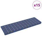 Self-adhesive Stair Mats Striped 15 pcs Blue 65 x 21 x 4 cm