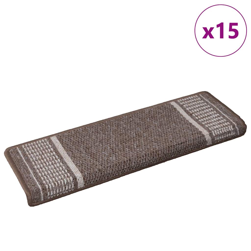 Self-adhesive Stair Mats 15 pcs Brown 65 x 21 x 4 cm