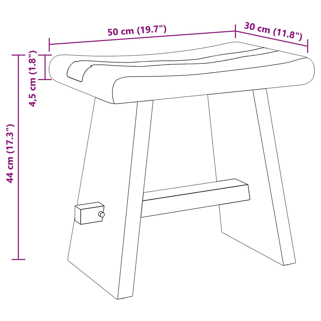 Bathroom Stool Natural 50 x 30 x 45 cm Natural Wood