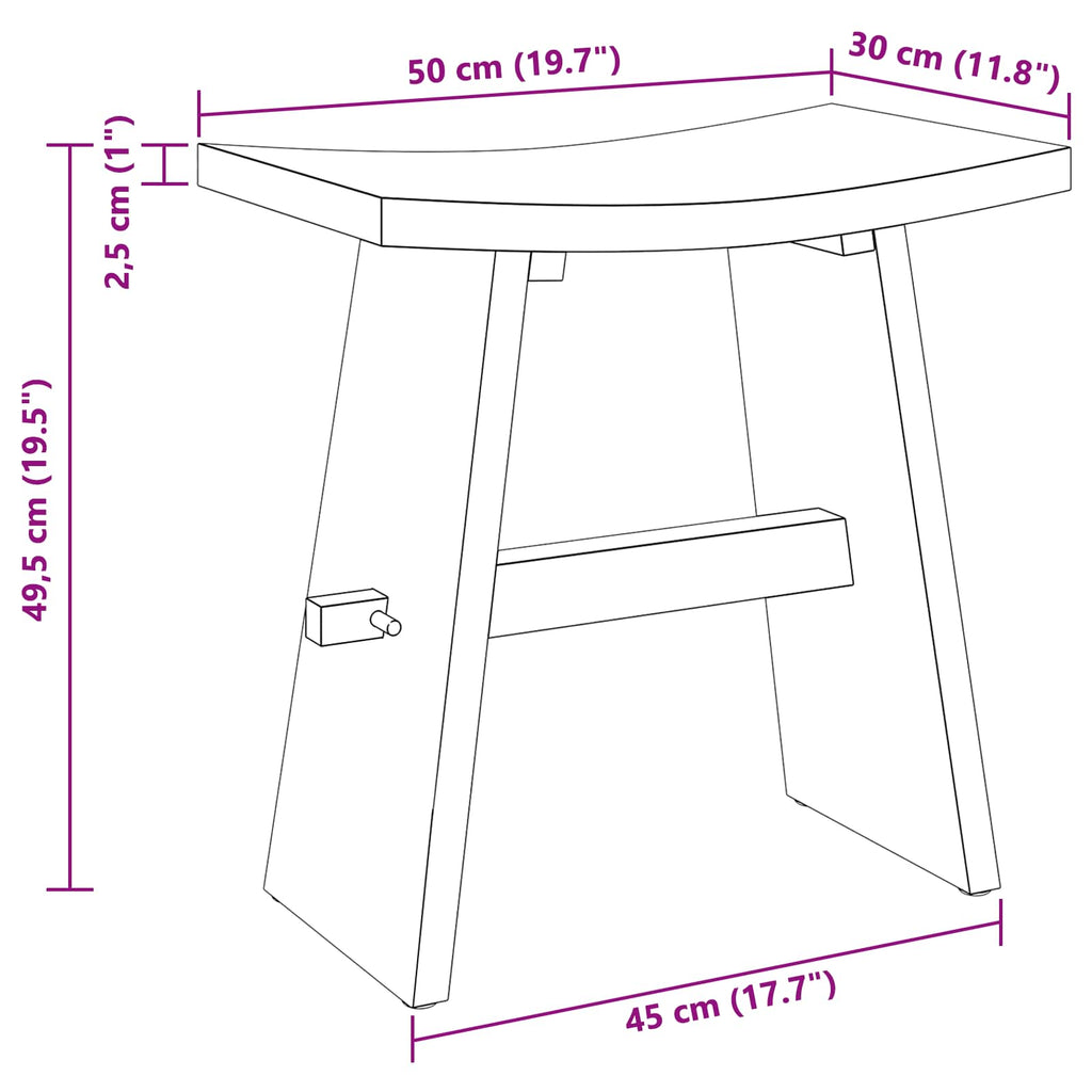 Bathroom Stool Brown 50 x 29.5 x 50.5 cm Solid Teak Wood