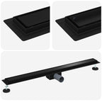 2 in 1 Shower Drain Black 100 cm Stainless Steel 304