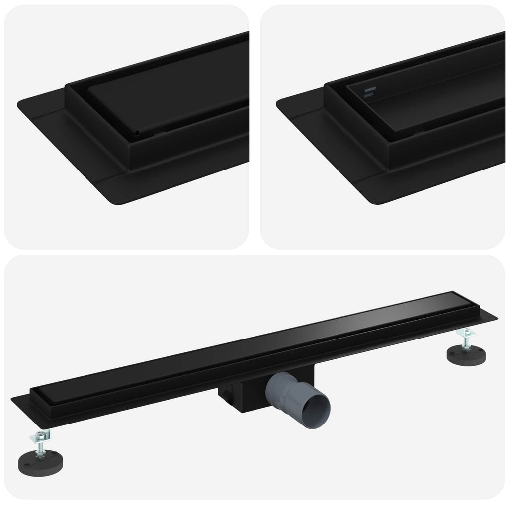 2 in 1 Shower Drain Black 70 cm Stainless Steel 304