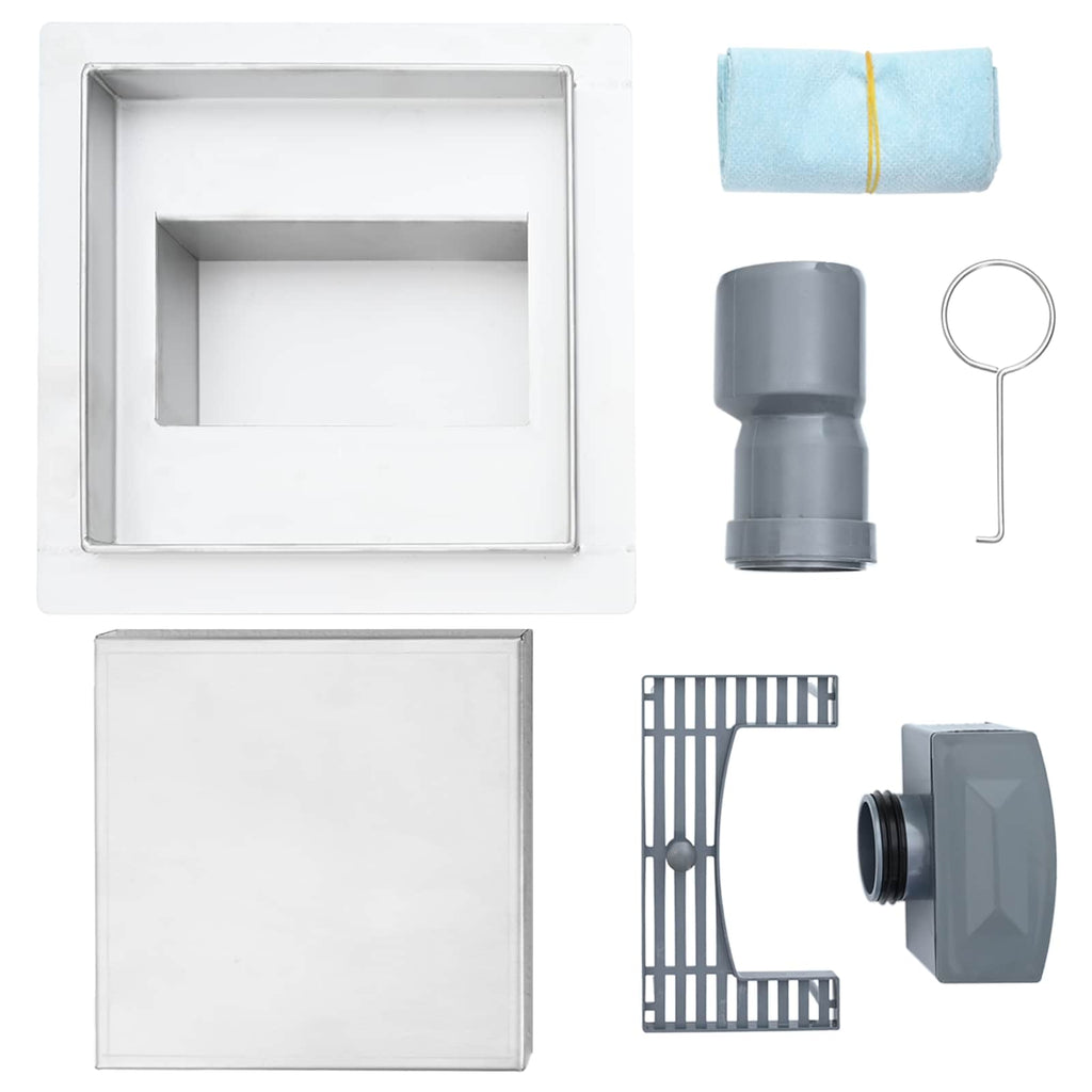 2 in 1 Shower Drain Silver 15 x 15 cm Stainless Steel 304