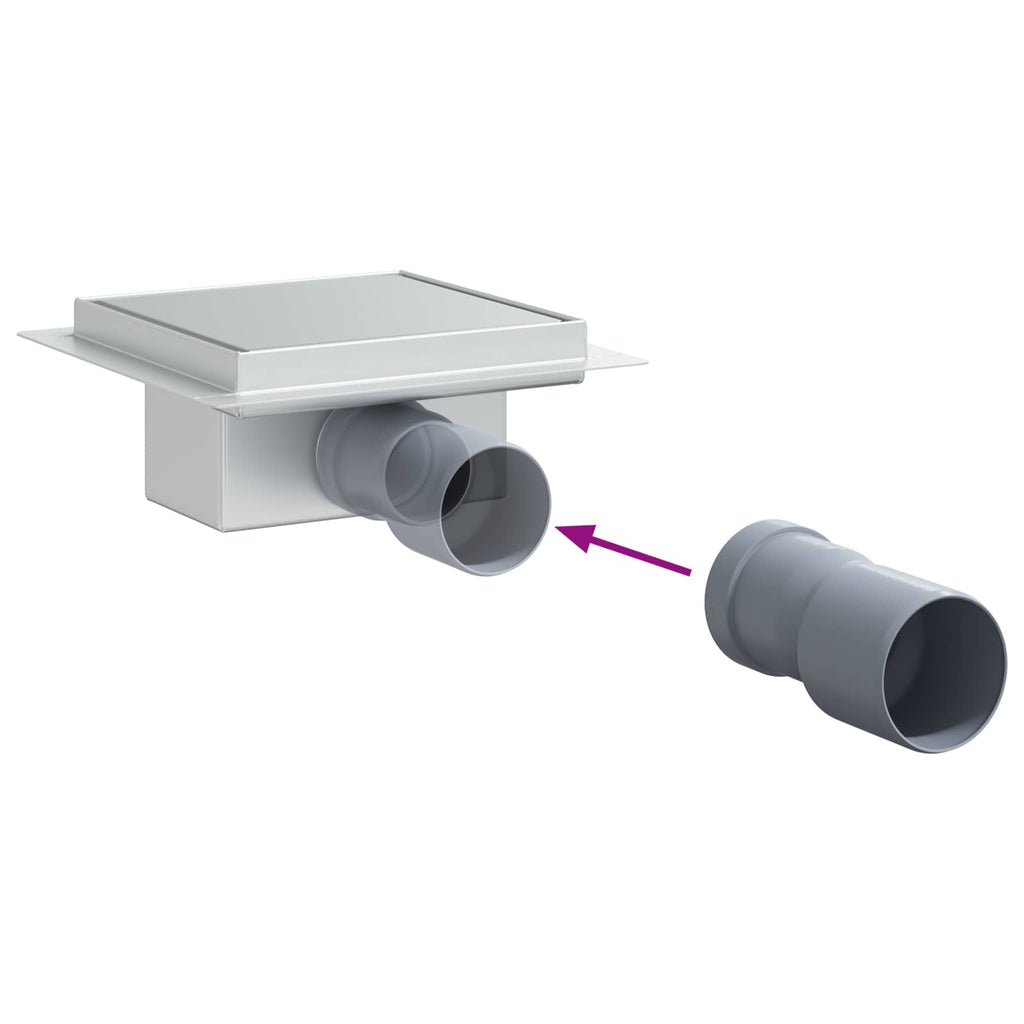 2 in 1 Shower Drain Silver 15 x 15 cm Stainless Steel 304