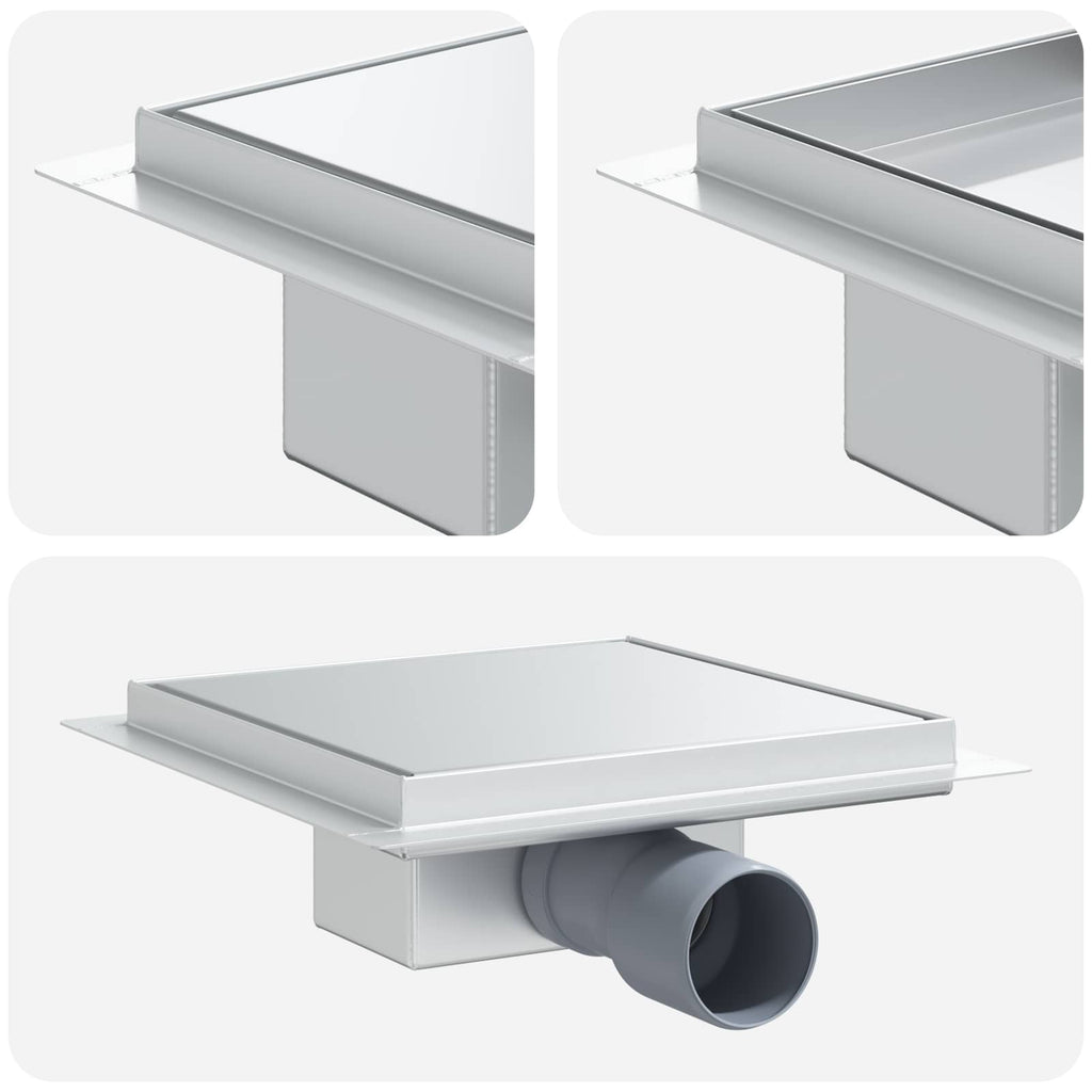 2 in 1 Shower Drain Silver 20 x 20 cm Stainless Steel 304