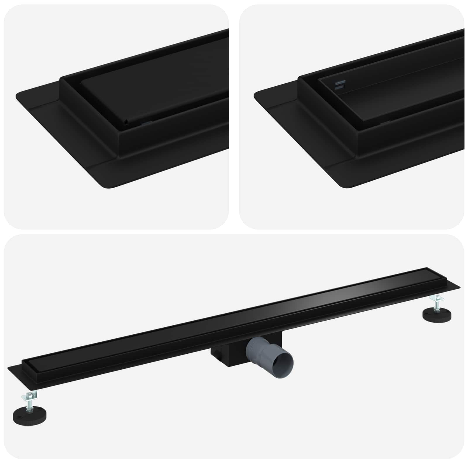 2 in 1 Shower Drain Black 90 cm Stainless Steel 304