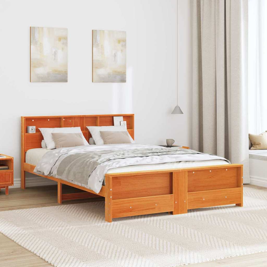 Bed Frame with Headboard Wax Brown 160 x 200 cm Engineered Wood