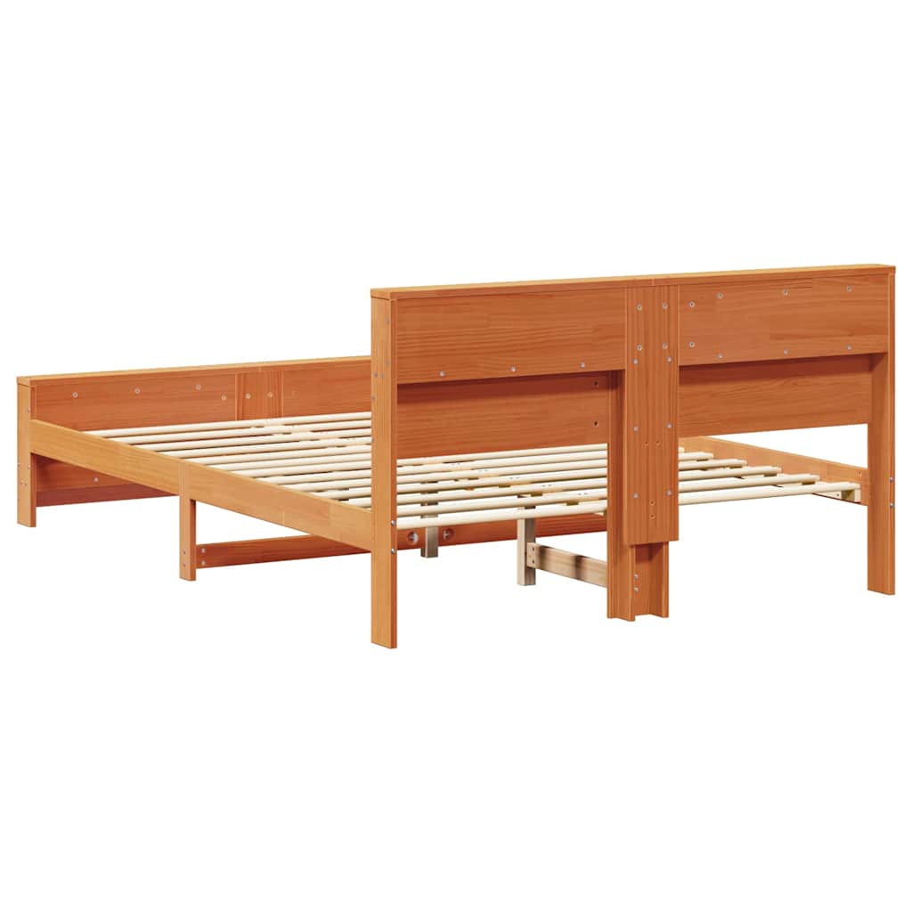 Bed Frame with Headboard Wax Brown 160 x 200 cm Engineered Wood