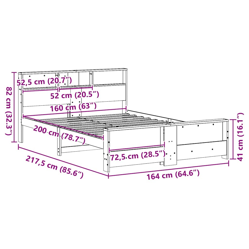Bed Frame with Headboard Wax Brown 160 x 200 cm Engineered Wood