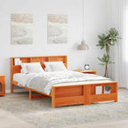 Bed Frame with Headboard Wax Brown 140 x 200 cm Engineered Wood