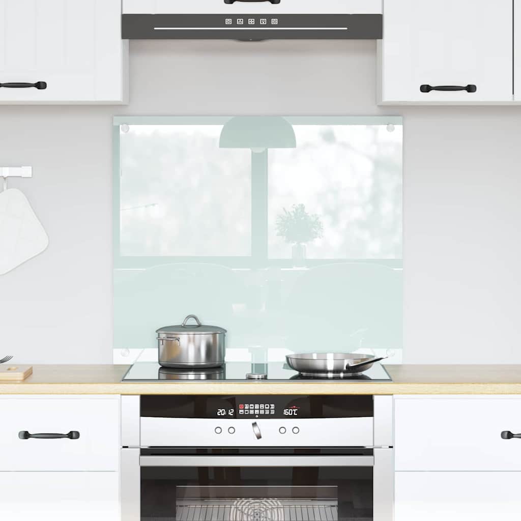 Kitchen Backsplash White 70 x 60 cm Tempered Glass