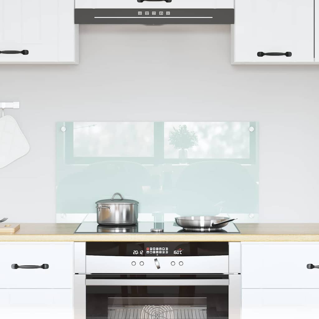 Kitchen Backsplash White 80 x 40 cm Tempered Glass